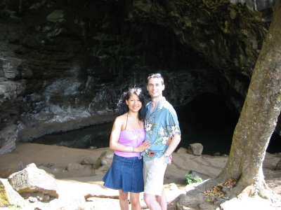 Binh and Sean at cave in North Kauai July 2006